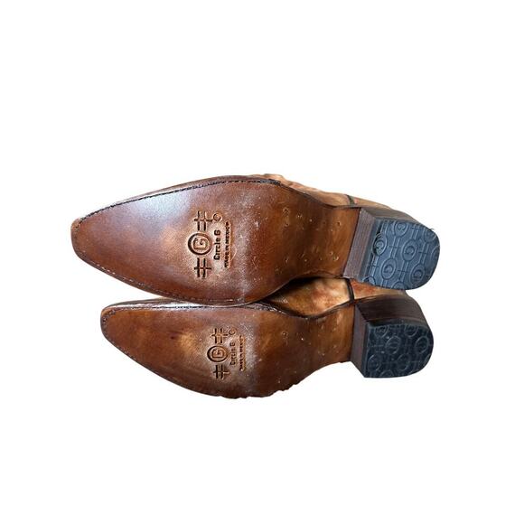 NWOT Women's Circle G Leather Cognac Tan Leather Snip Toe Western Boots Size 9 - Picture 5 of 8